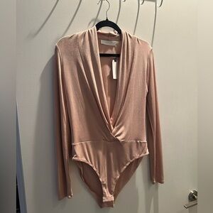 ASTR The Label Body Suit Shimmer Pale Blush Pink Size Large